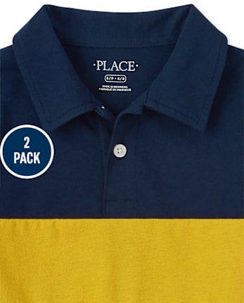 Polo de punto con bloques de color para niño, paquete de 2