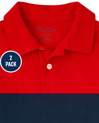 Polo de punto con bloques de color para niño, paquete de 2