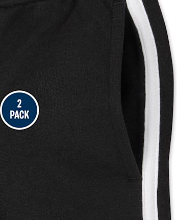 Boys Striped Fleece Jogger Pants 2-Pack
