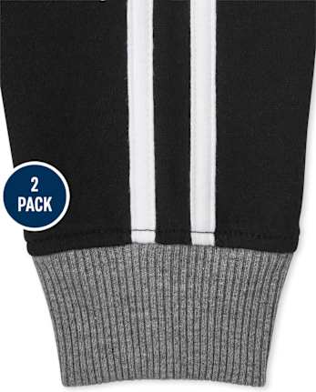 Boys Striped Fleece Jogger Pants 2-Pack