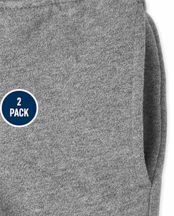 Boys Striped Fleece Jogger Pants 2-Pack