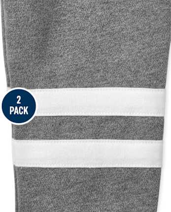 Boys Striped Fleece Jogger Pants 2-Pack