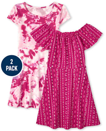 Girls Print Everyday Dress 2 Pack