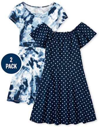Girls Print Everyday Dress 2 Pack