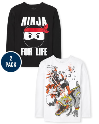 Pack de 2 camisetas con gráfico Ninja para niños