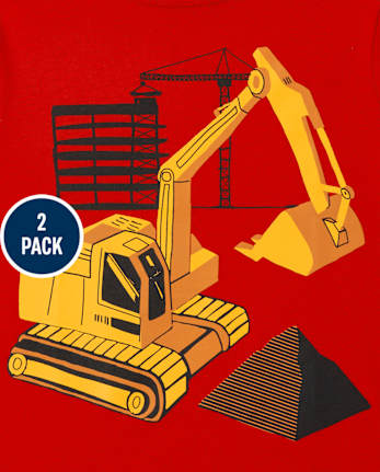 Lot de 2 t-shirts graphiques Véhicules pour tout-petits garçons