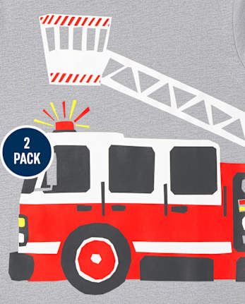 Lot de 2 t-shirts graphiques Véhicules pour tout-petits garçons