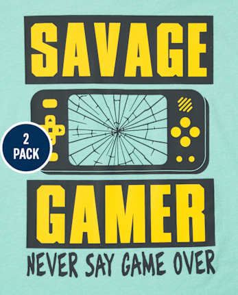 Camiseta con gráfico de videojuego para niño, paquete de 2