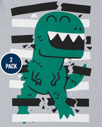 Pack de 2 camisetas con estampado de dinosaurio para niños pequeños