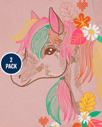 Girls Unicorn Sketch Graphic Tee 2-Pack