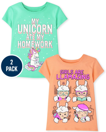 Lot de 2 t-shirts graphiques animaux pour fille