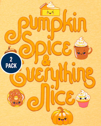 Lot de 2 t-shirts graphiques d'automne pour filles