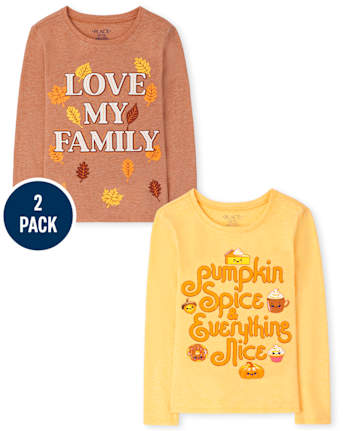 Lot de 2 t-shirts graphiques d'automne pour filles