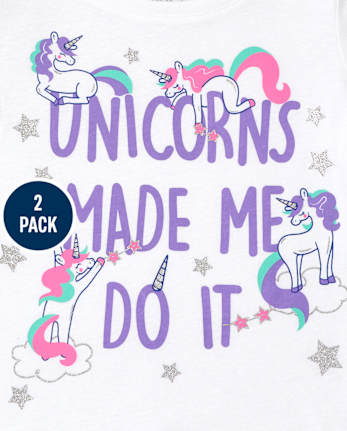Lot de 2 t-shirts à motif licorne pour petites filles