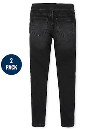 Ensemble de 2 jeggings en denim extensible à enfiler pour fille