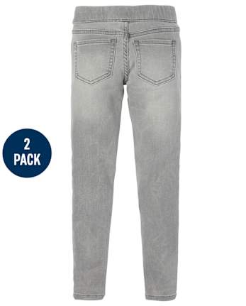 Ensemble de 2 jeggings en denim extensible à enfiler pour fille