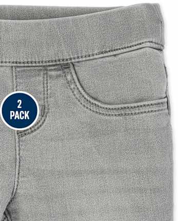 Ensemble de 2 jeggings en denim extensible à enfiler pour fille