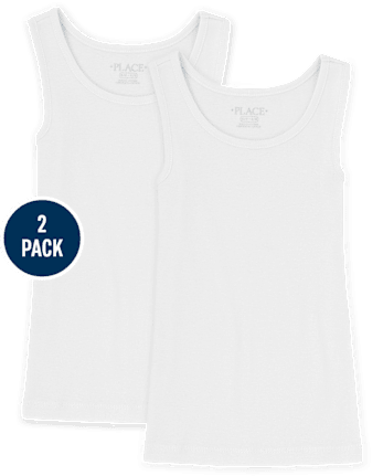 Camiseta sin mangas acanalada de uniforme para niñas, paquete de 2