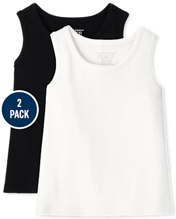 Niños pequeños Niña Ribbed Camisetas sin mangas Top 2-Pack