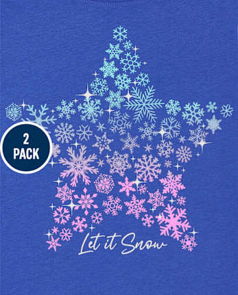 Lot de 2 t-shirts à imprimé neige pour filles