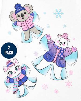 Lot de 2 t-shirts à imprimé neige pour filles