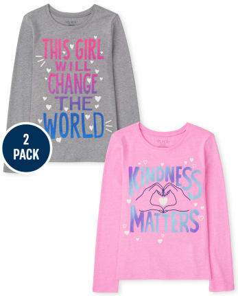Lot de 2 t-shirts graphiques Kindness pour filles