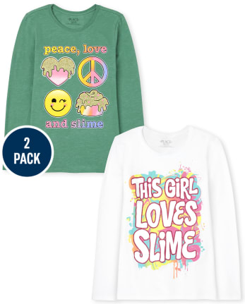 Pack de 2 camisetas estampadas Slime para niñas