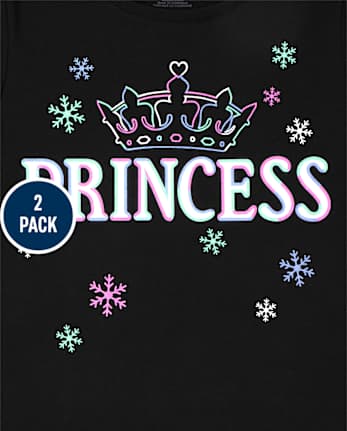 Paquete de 2 camisetas con gráfico de princesa para niñas