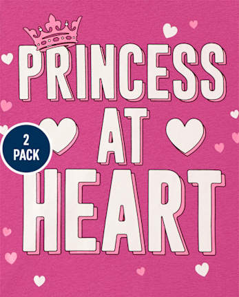 Paquete de 2 camisetas con gráfico de princesa para niñas