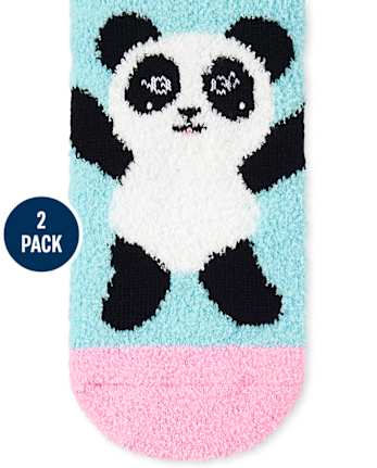 Girls Panda Cozy Socks 2-Pack
