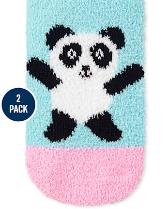 Toddler Girls Panda Cozy Socks 2-Pack