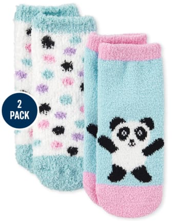 Toddler Girls Panda Cozy Socks 2-Pack