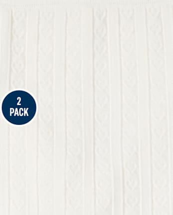 Leggings de punto trenzado con forro polar para niñas pequeñas, paquete de 2