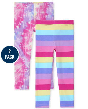 Toddler Girls Rainbow Leggings 2-Pack