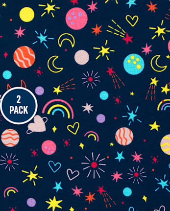 Toddler Girls Rainbow Space Everyday Dress 2-Pack