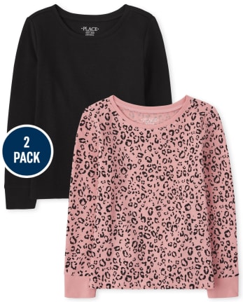 Girls Leopard Thermal Top 2-Pack