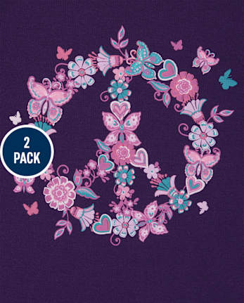 Girls Unicorn Peace Snug Fit Cotton Pajamas 2-Pack