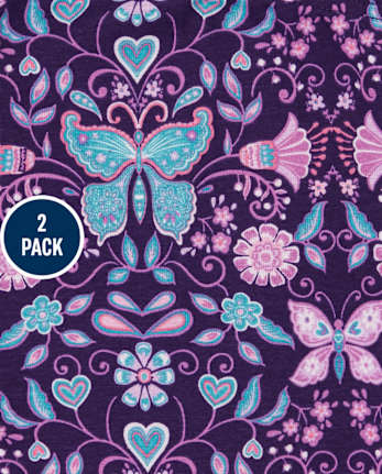 Girls Unicorn Peace Snug Fit Cotton Pajamas 2-Pack