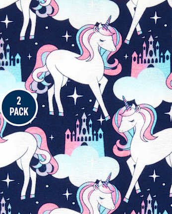 Girls Unicorn Peace Snug Fit Cotton Pajamas 2-Pack