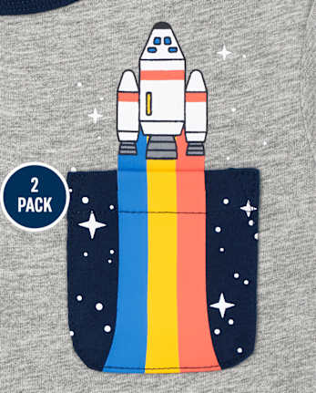 Pack de 2 camisetas espaciales para niños pequeños