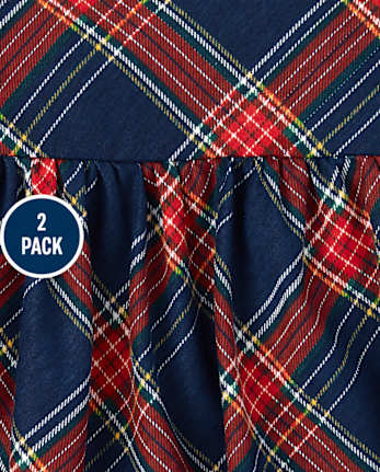 Baby Girls Plaid Bodysuit Dress 2-Pack