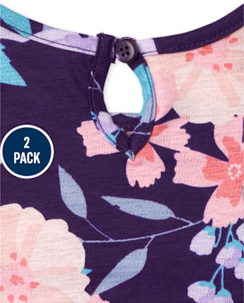 Baby Girls Floral Bodysuit Dress 2-Pack