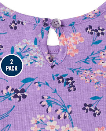 Baby Girls Floral Bodysuit Dress 2-Pack