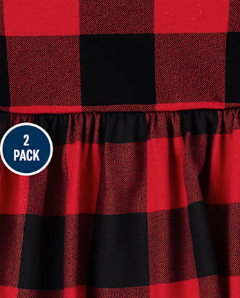 Baby Girls Buffalo Plaid Bodysuit Dress 2-Pack