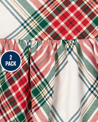 Baby Girls Buffalo Plaid Bodysuit Dress 2-Pack