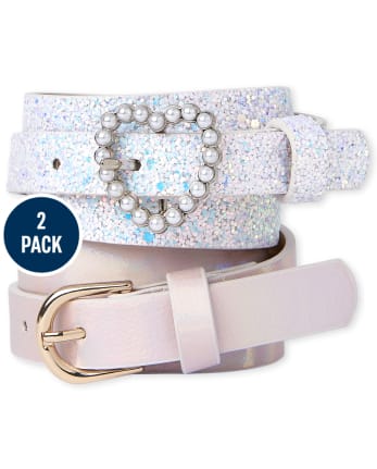 Girls Glitter Pearl Belt 2-Pack