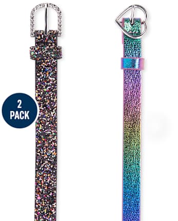 Paquete de 2 cinturones con purpurina para niñas