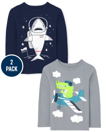 Lot de 2 t-shirts à imprimé animal pour tout-petits garçons