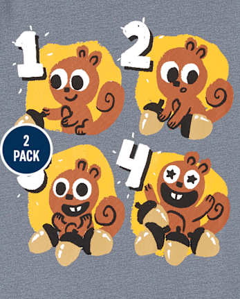 Lot de 2 t-shirts graphiques éducatifs pour tout-petits garçons