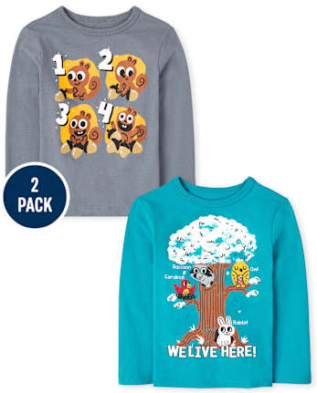 Lot de 2 t-shirts graphiques éducatifs pour tout-petits garçons